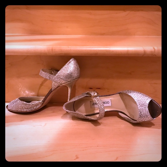 Jimmy Choo Glitter Champagne Dress Heels