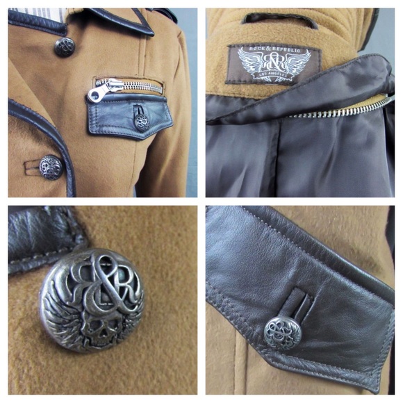 ROCK & REPUBLIC Military Jacket Leather Detail - Picture 4 of 4