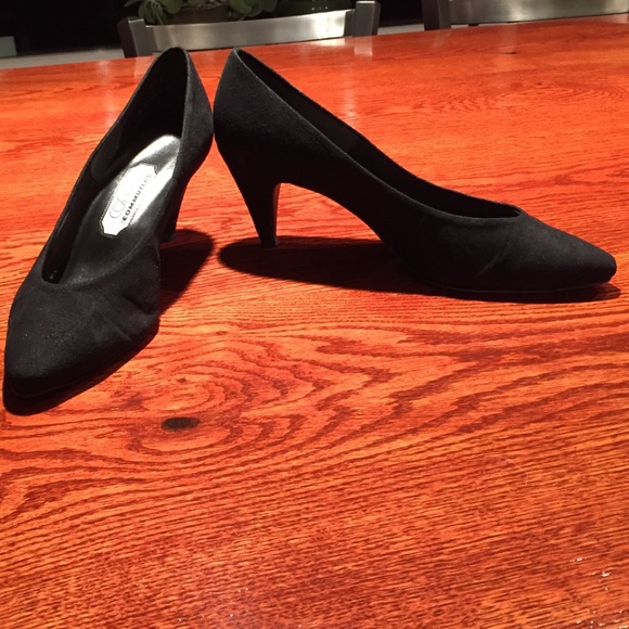 2" heeled pumps, black suede