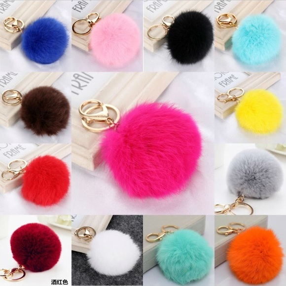 Brand new LARGE furry ball keychain