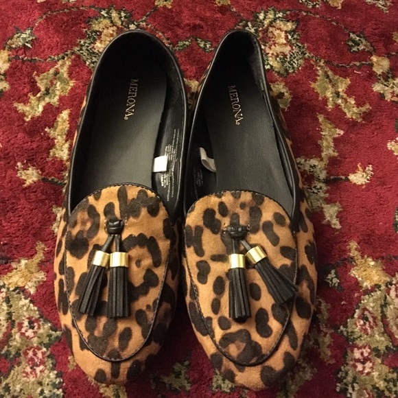 Merona leopard print flats with tassels