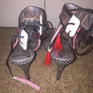 Multi print/color Sam Edelman lace up sandals