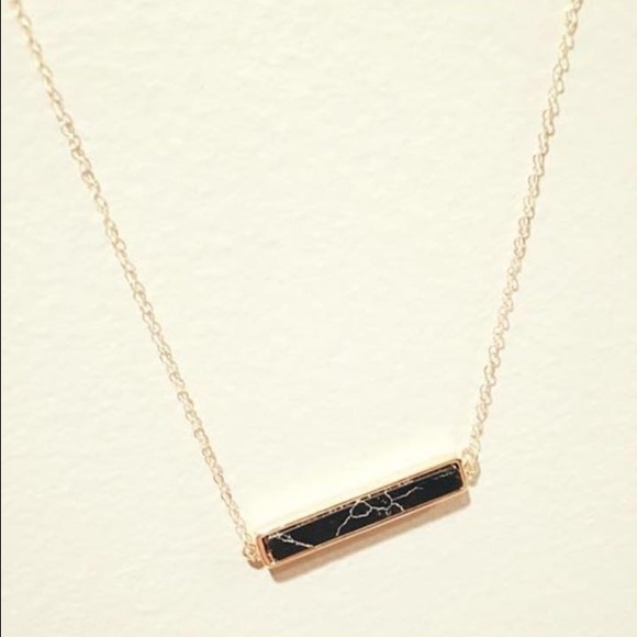 Gorgeous black marble bar gold fill necklace