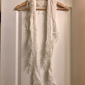 Boho • Intricate lightweight White scarf