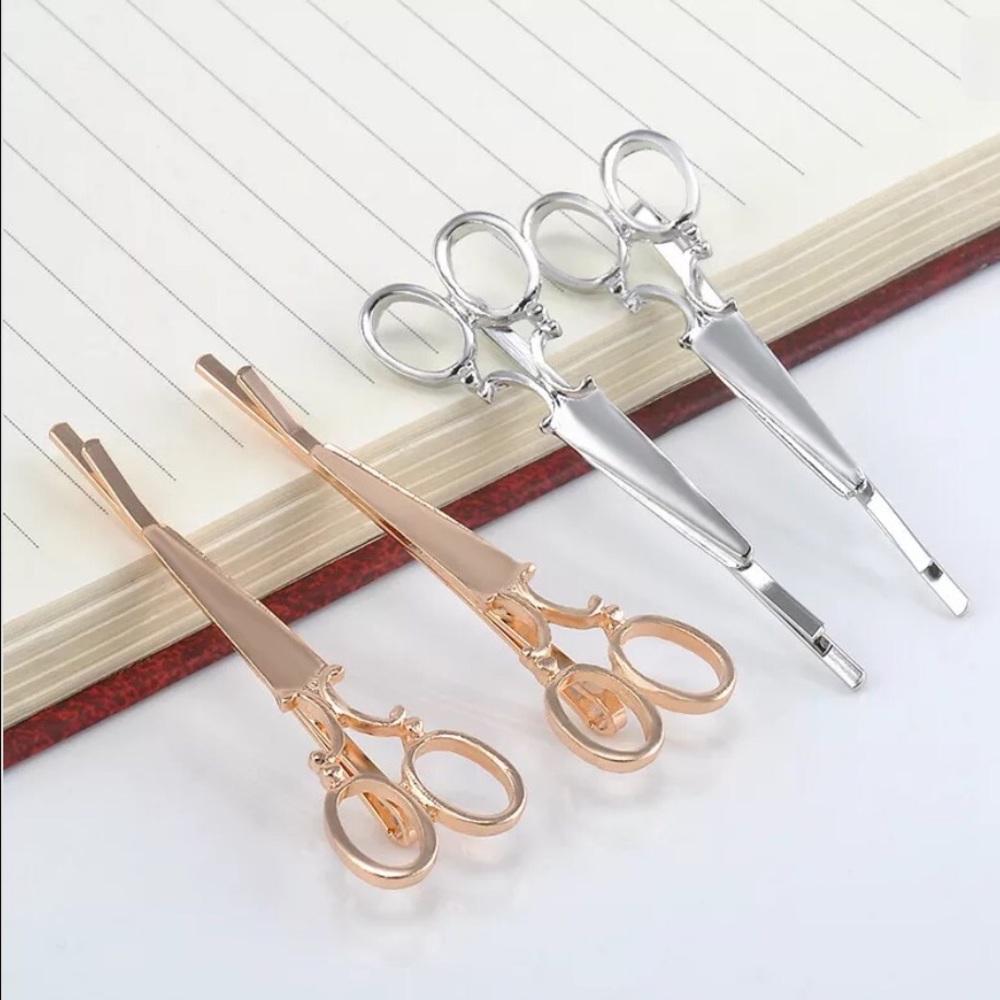 ✨NEW✨2Pc Fashion Silver Scissor Hair Clips - Picture 6 of 7