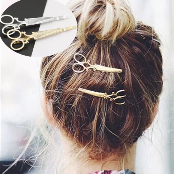 Accessories - ✨NEW✨2Pc Fashion Silver Scissor Hair Clips