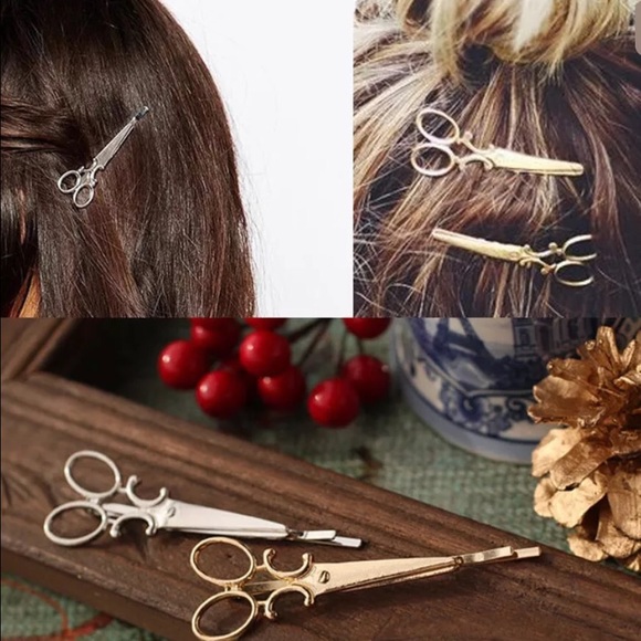✨NEW✨2Pc Fashion Silver Scissor Hair Clips - Picture 2 of 7