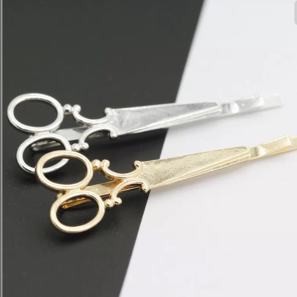 ✨NEW✨2Pc Fashion Silver Scissor Hair Clips - Picture 5 of 7