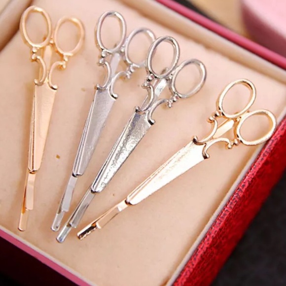 ✨NEW✨2Pc Fashion Silver Scissor Hair Clips - Picture 7 of 7