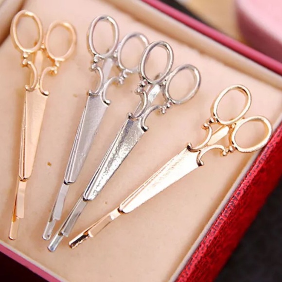 ✨NEW✨2Pc Fashion Gold Scissor Hair Clips - Picture 7 of 7