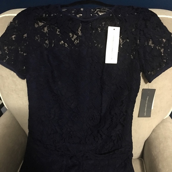 Lace French Connection Dress in Navy