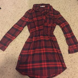 Long flannel shirt dress