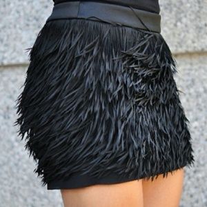 Express Chiffon Fringe Mini Skirt