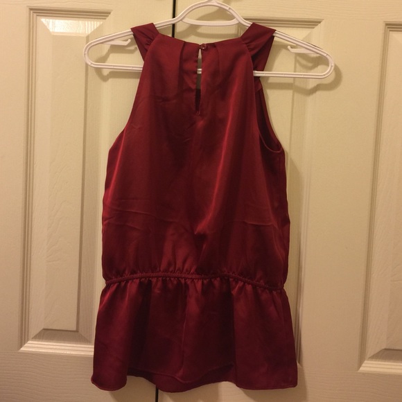Crimson red silk top from Ann Taylor