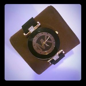 Mk glass top nylon band watch