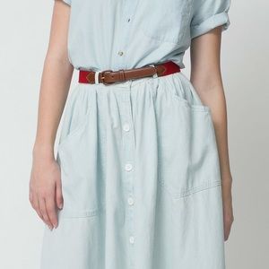 American Apparel Button Up Long Denim Midi Skirt
