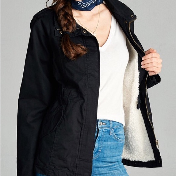 Fur-Lined Collar Utility Jacket