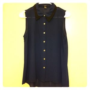 F21 Royal Blue Chiffon top