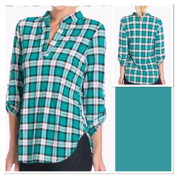 Boutique Tops - š Jade Plaid Tunic Boutique Tops - š Jade Plaid Tunic