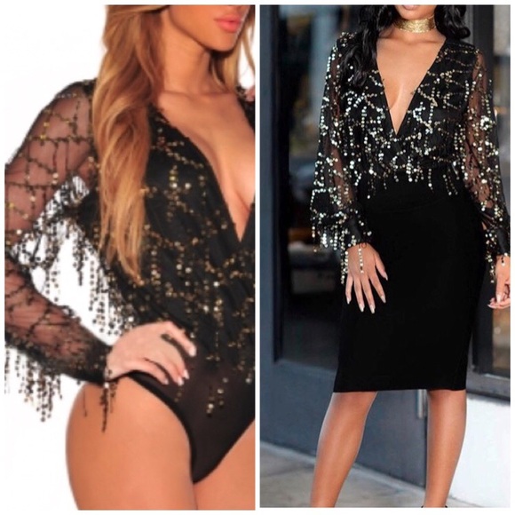 🎉🎉Flowing Sequins  bodysuit - Picture 2 of 4