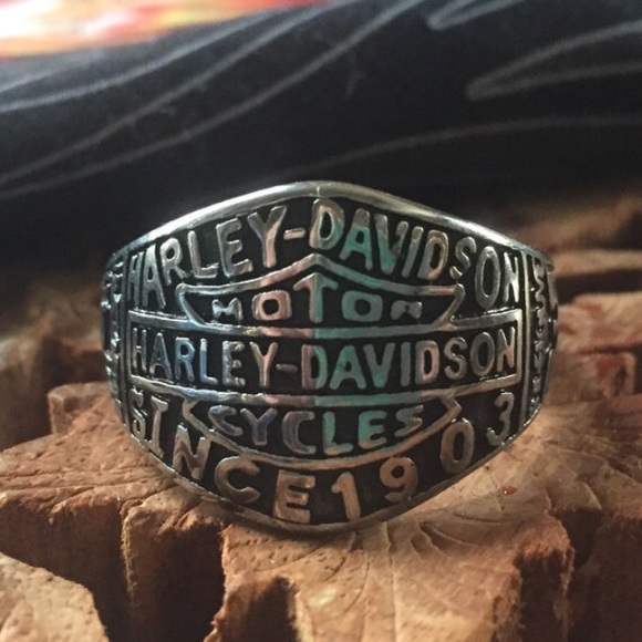Large Titanium Steel Harley Davidson Ring Size 10