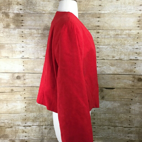 Vintage Out On A Limb Red Suede Cropped Jacket - Picture 3 of 4