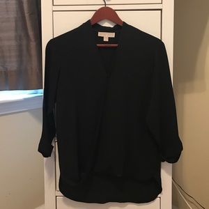 Black 100% silk Michael Kors cross over blouse
