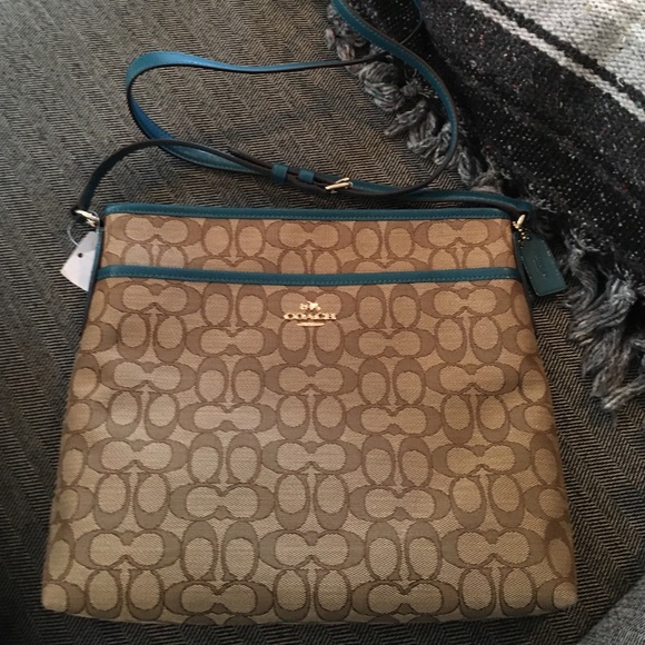 Coach File Bag in Outline Signature Khaki