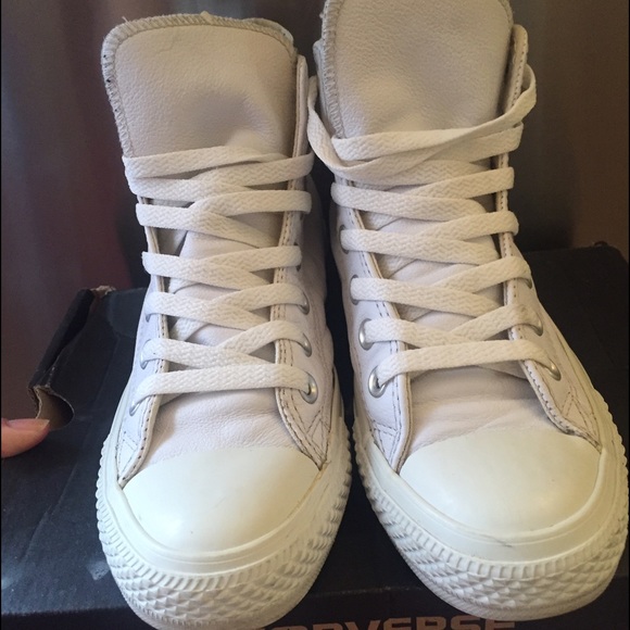 High top white leather converse