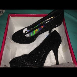 black sequin heels