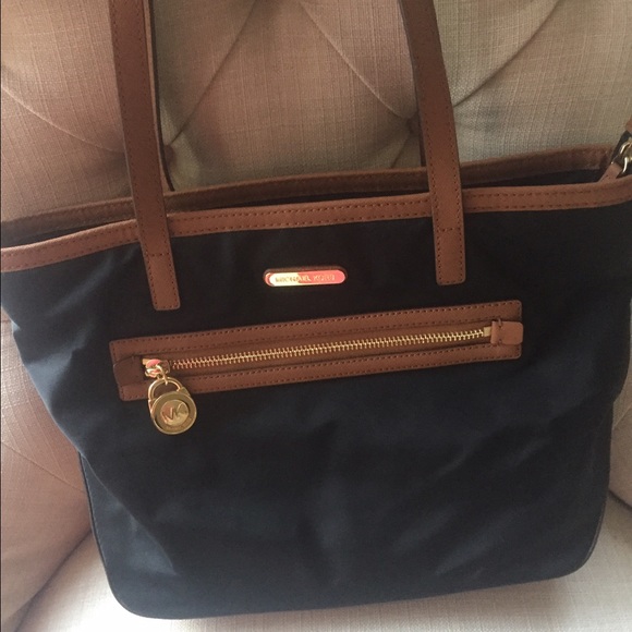 Michael Kors Black and Tan nylon bag