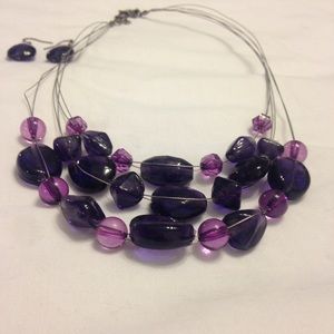 Beaded Purple Necklace and Earring Set