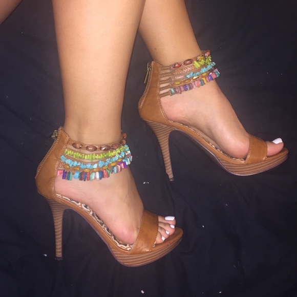 Heels with detailed ankle straps