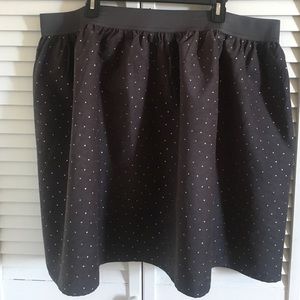 BRAND NEW black corduroy skirt w/ silver polka dot