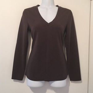 GAP Heather Brown Long Sleeve Stretchy Tee