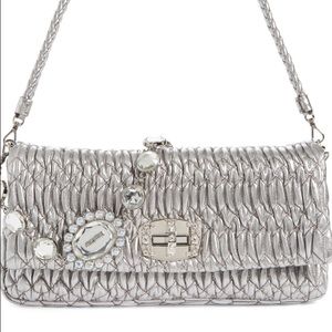 Swarovski Crystal Chain Leather Shoulder Bag
