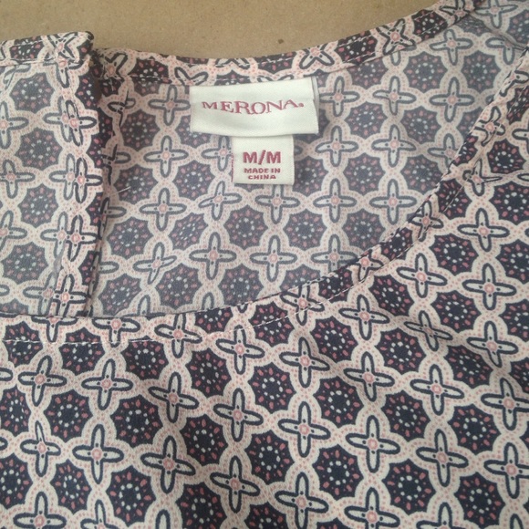 Blue & Pink Cap Sleeve Merona Blouse - Picture 3 of 3