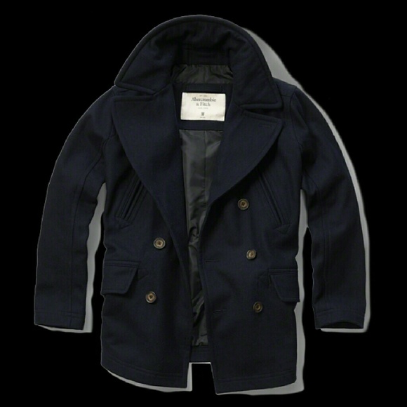 HP! Abercrombie navy wool peacoat w/ FREE socks - Picture 2 of 4