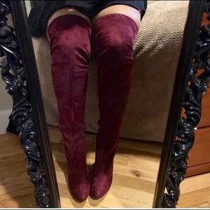 Cranberry/Wine Over the Knee Suede Boots new
