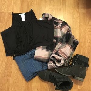 Black fringe tank top