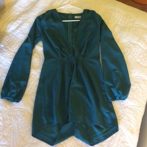 TOBI long sleeve, deep v neck romper