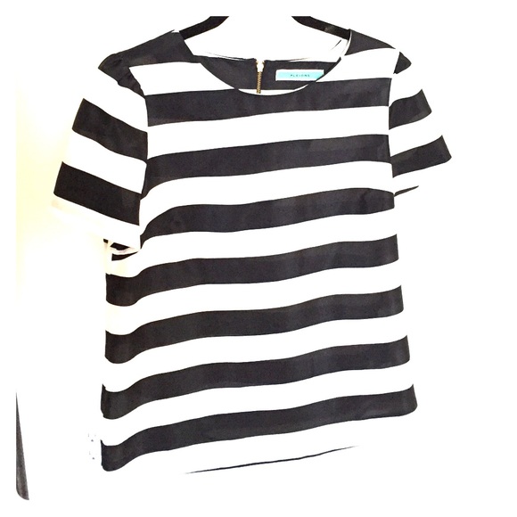 Striped Blouse w Gold Zipper Detail