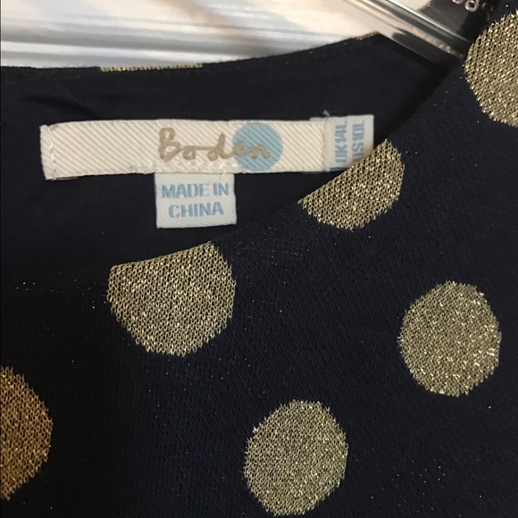 NWOT Boden Gold Polka Dots Midi Dress - Picture 2 of 5