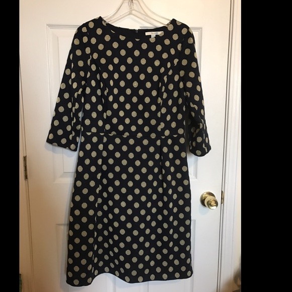NWOT Boden Gold Polka Dots Midi Dress - Picture 3 of 5