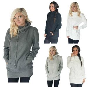 Cowl neck sweatshirt, black