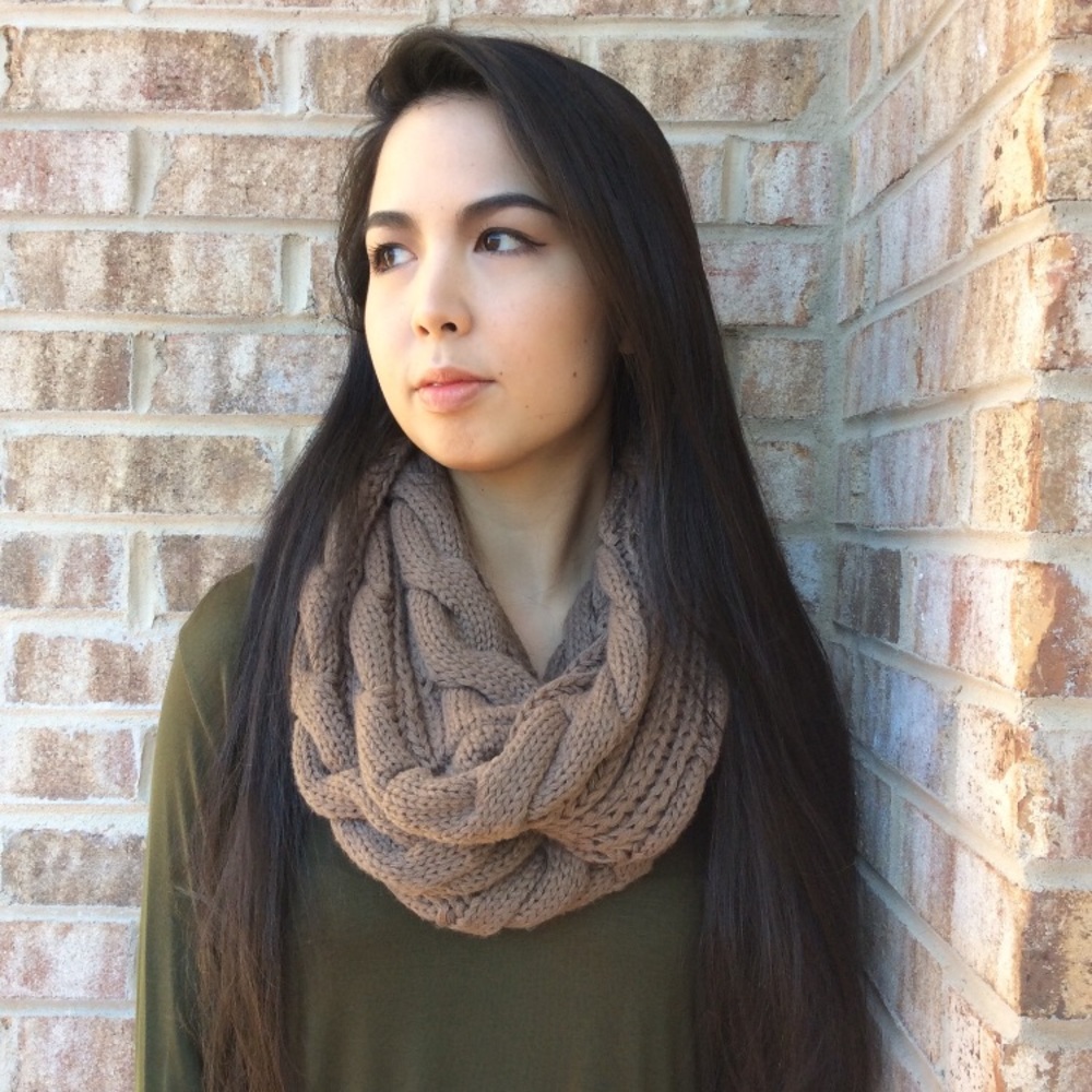Child Of Serendipity Mocha knit infinity scarf