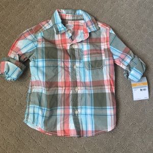 NWT Carter's plaid button up shirt, 3t