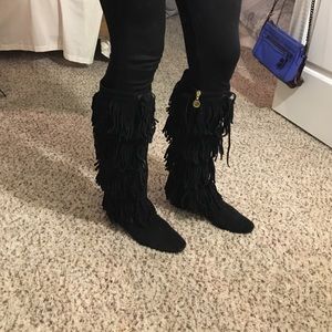 Michael Kors Black Fringe Boots
