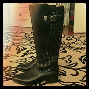 Equestrian style tall black Ariat boots