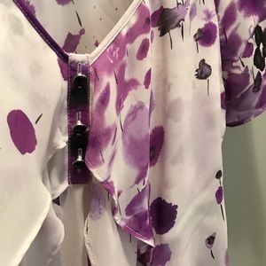 Calvin Klein Tops - Calvin Klein purple and white short sleeve blouse Calvin Klein Tops - Calvin Klein purple and white short sleeve blouse